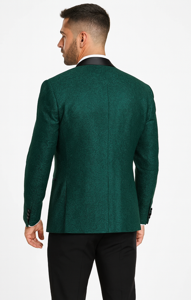 Hunter Green Groom Tuxedo with Floral Lace Vest  Luxury Mens Wedding Wear
