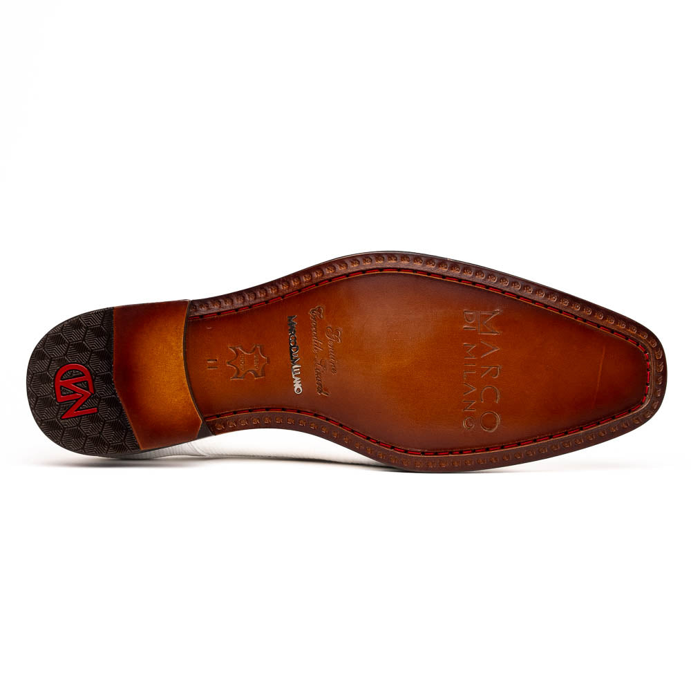 Marco Di Milano Merida White Lizard & Caiman Crocodile Oxfords Shoes