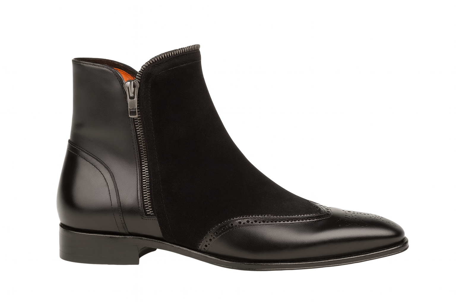 Men's Camilleri Calf/Suede Black Ankle Zip Boot By Mezlan Made In Spain Brand