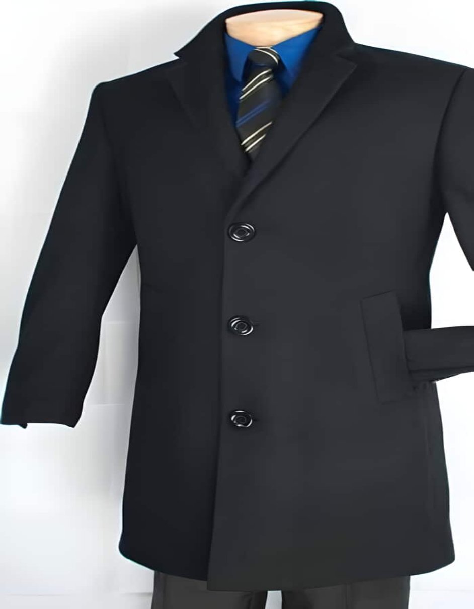 Men's Car Coat - Mid length Wool Coat Collection in a Soft Cashmere Blend - Dark color black Overcoat - Mens Overcoat - Men's Tuxedo USA