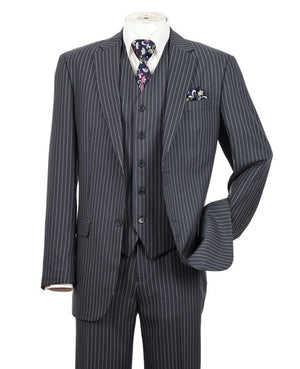 Milano 1920s Mens Gray Pinstripe 3 Piece Suit Regular Fit 5702V10