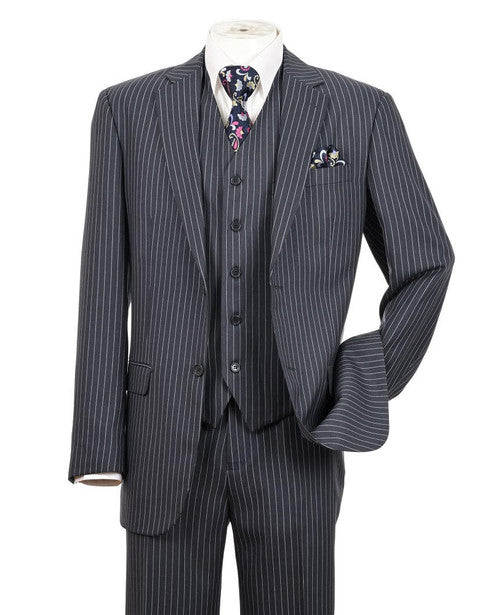 Milano 1920s Mens Gray Pinstripe 3 Piece Suit Regular Fit 5702V10