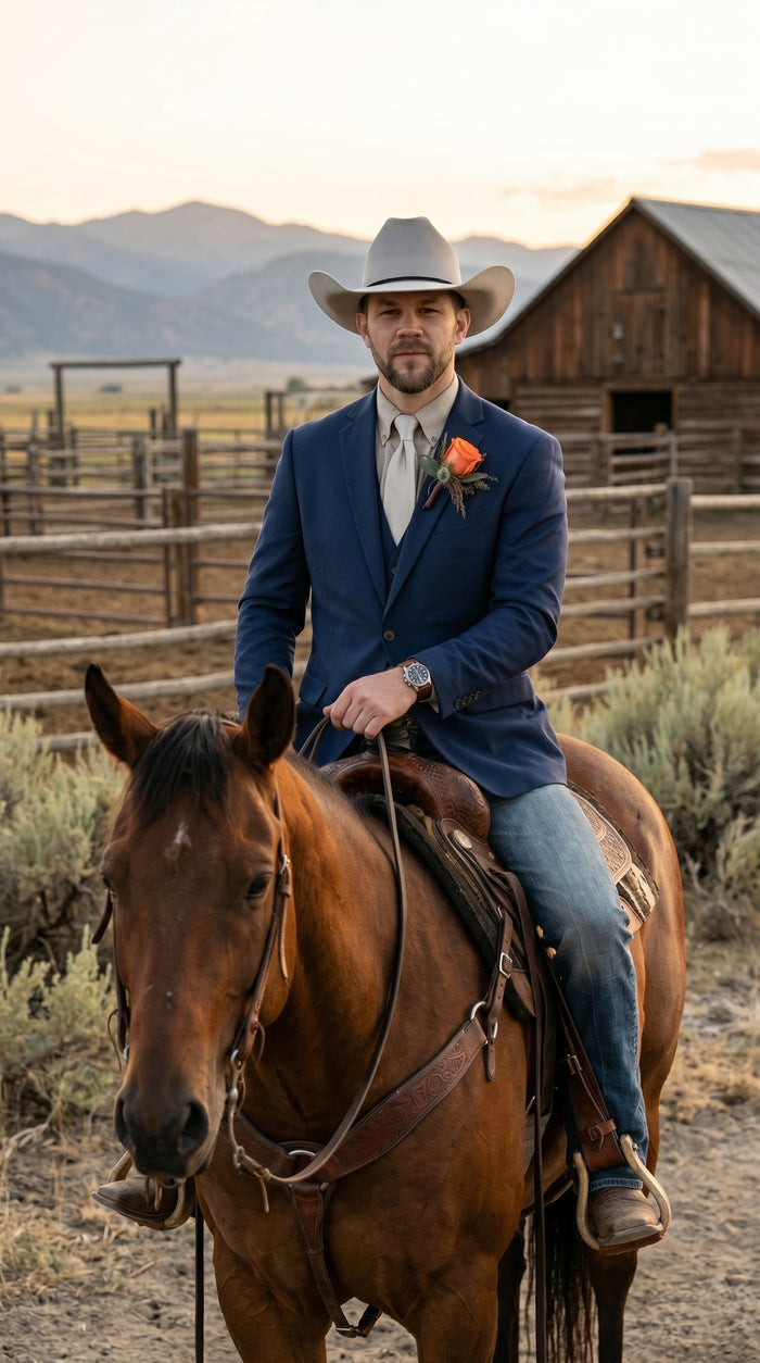 Men’s Western Style Blazer, Classic Cowboy Suit Jacket for Weddings and Country Events in Black, Navy, Sapphire Blue, Charcoal and Olive