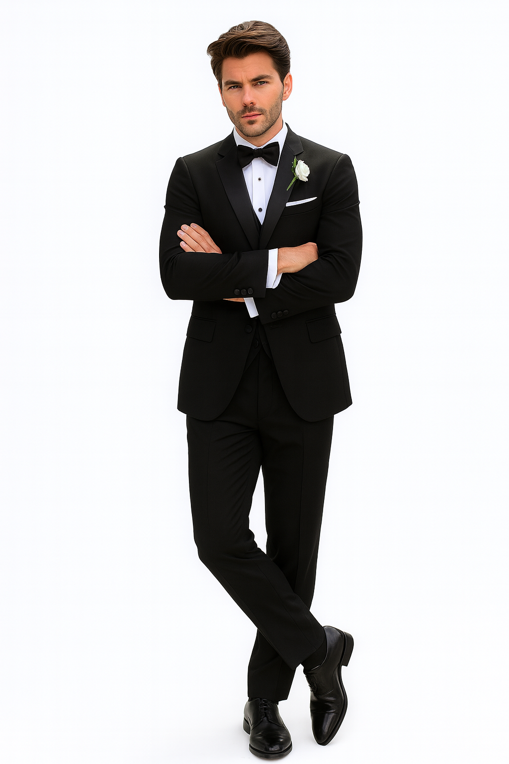 Black Modern Wedding Notch Tuxedo