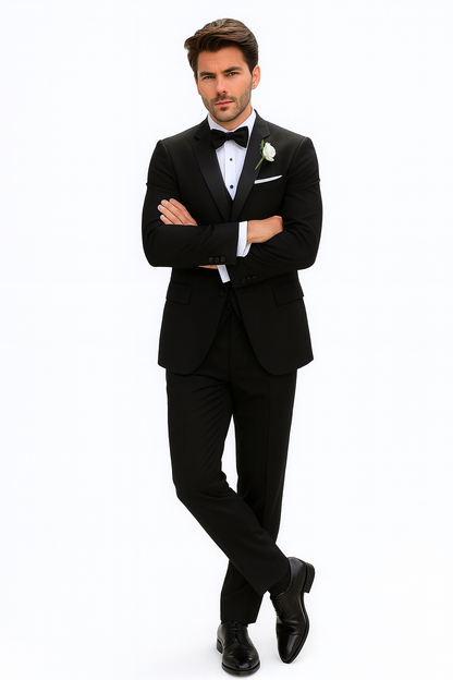Black Modern Wedding Notch Tuxedo