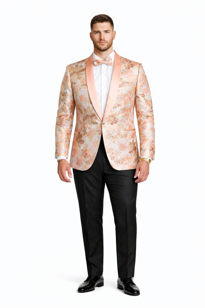 Mens Paisley Shawl Prom Tuxedo Blazer in Peach Peach Prom Tuxedos