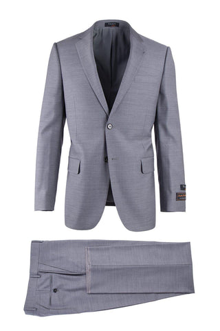 Tiglio Italian Suit - Real Wool Fabric Super 150's Novello Light Gray, Modern Fit Suit in Color Light Gray
