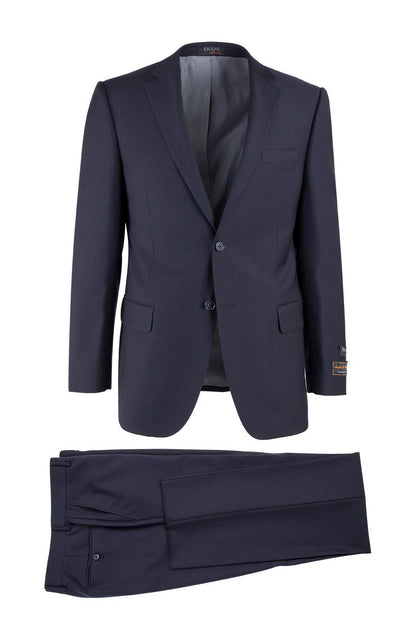 Tiglio Novello Men’s Navy Italian Wool Suit, Super 150s Modern Fit Formal Dress Suit