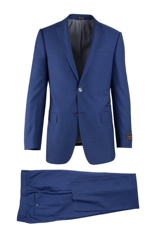 Tiglio Italian Suit - Real Wool Fabric Super 150's Novello F.Blue, Modern Fit Suit in Color Blue