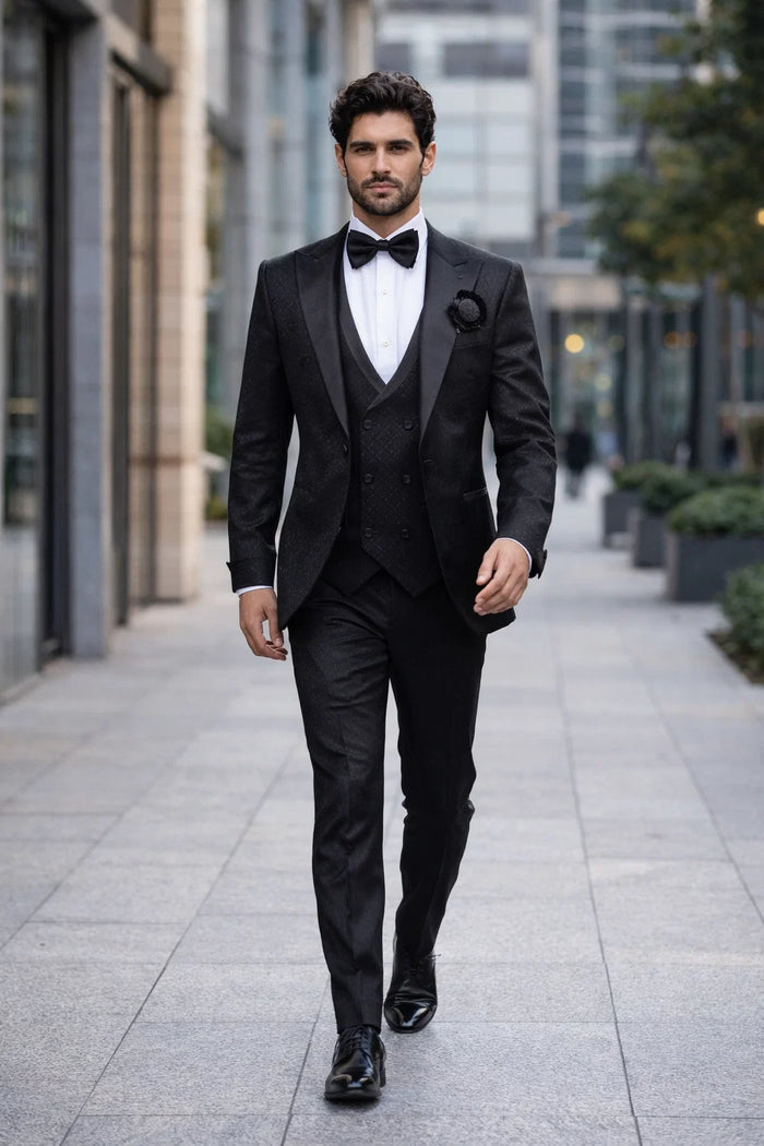 Modern Men's Black Suit - Rossi Man Ford Slim Fit Design | RM1912