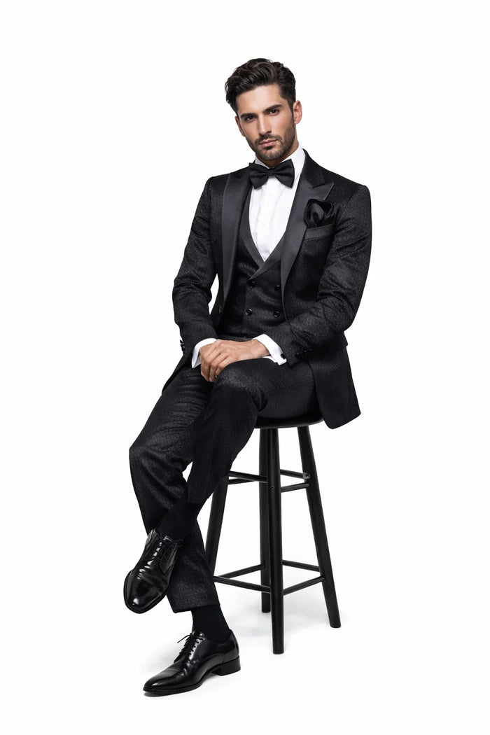 Modern Men's Black Suit - Rossi Man Ford Slim Fit Design | RM1912