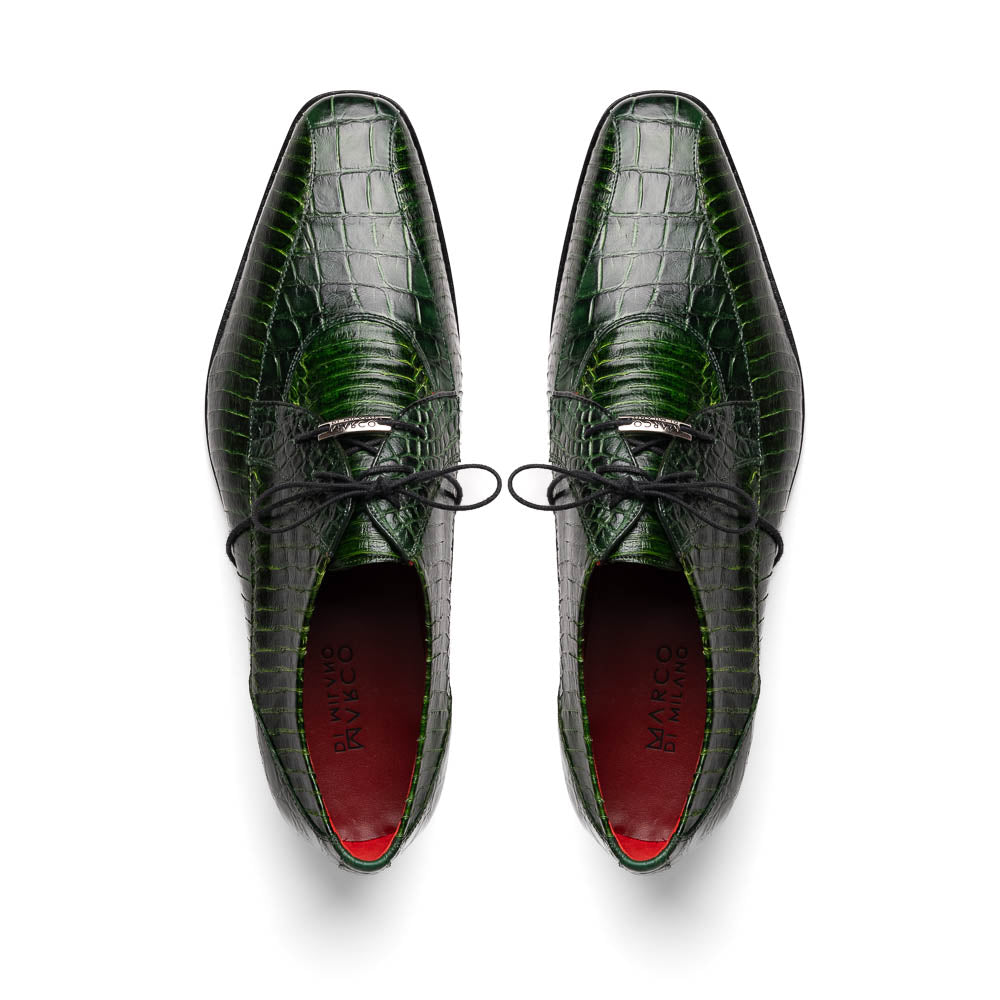 Marco Di Milano Moncalieri Green Genuine Alligator and Cobra Skin Dress Shoe