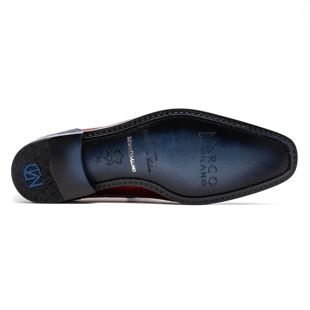Marco Di Milano Moncalieri Navy/Red Genuine Alligator and Cobra Skin Dress Shoe