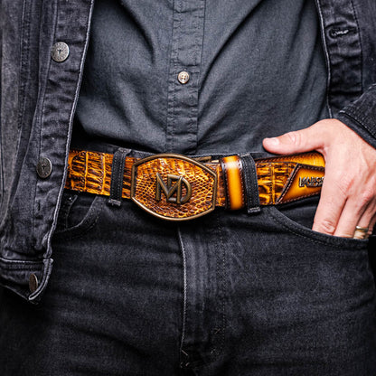 Marco Di Milano Montana Belt - Mustard Brown Leather Dress Shoe