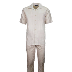 Mens Natural Linen Shirt and Pants Casual Outfit Set