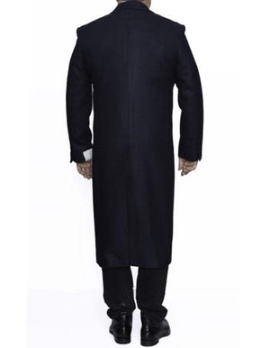 Navy Blue 3 Button Full Length Ankle length Wool Dress Top Coat/Overco