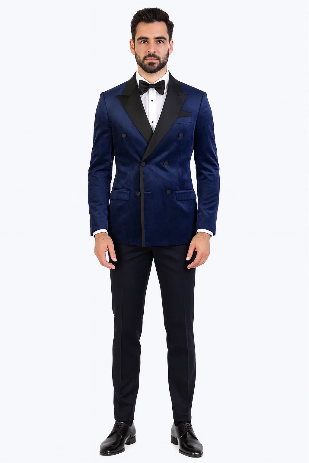 Navy Velvet Double Breasted Tuxedo Jacket  Wedding & Prom