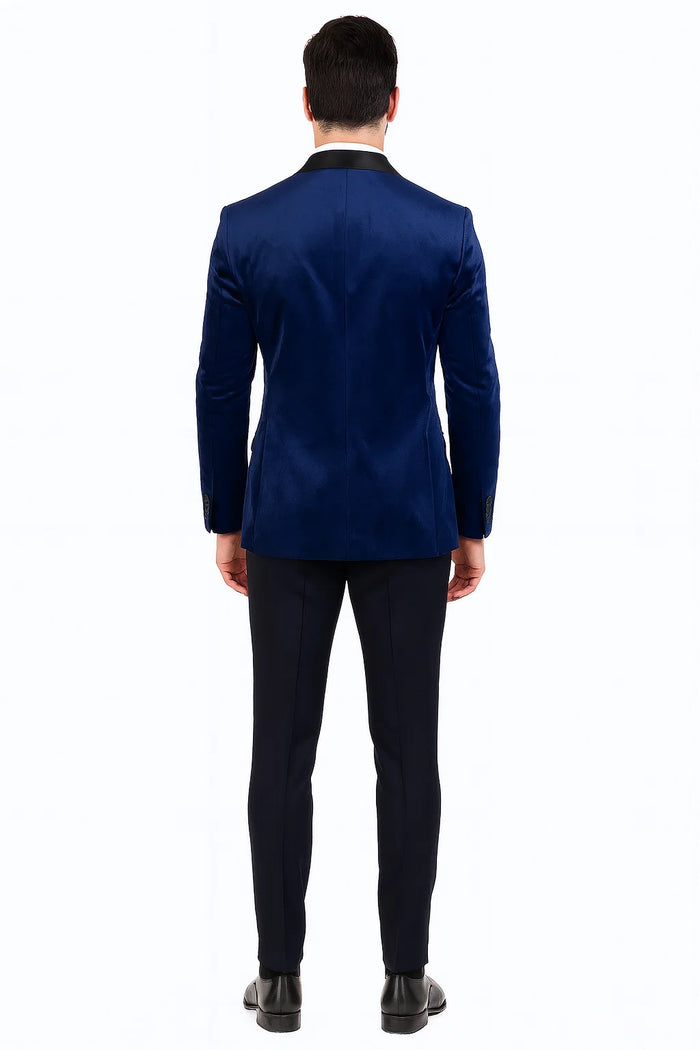 Navy Velvet Double Breasted Tuxedo Jacket  Wedding & Prom