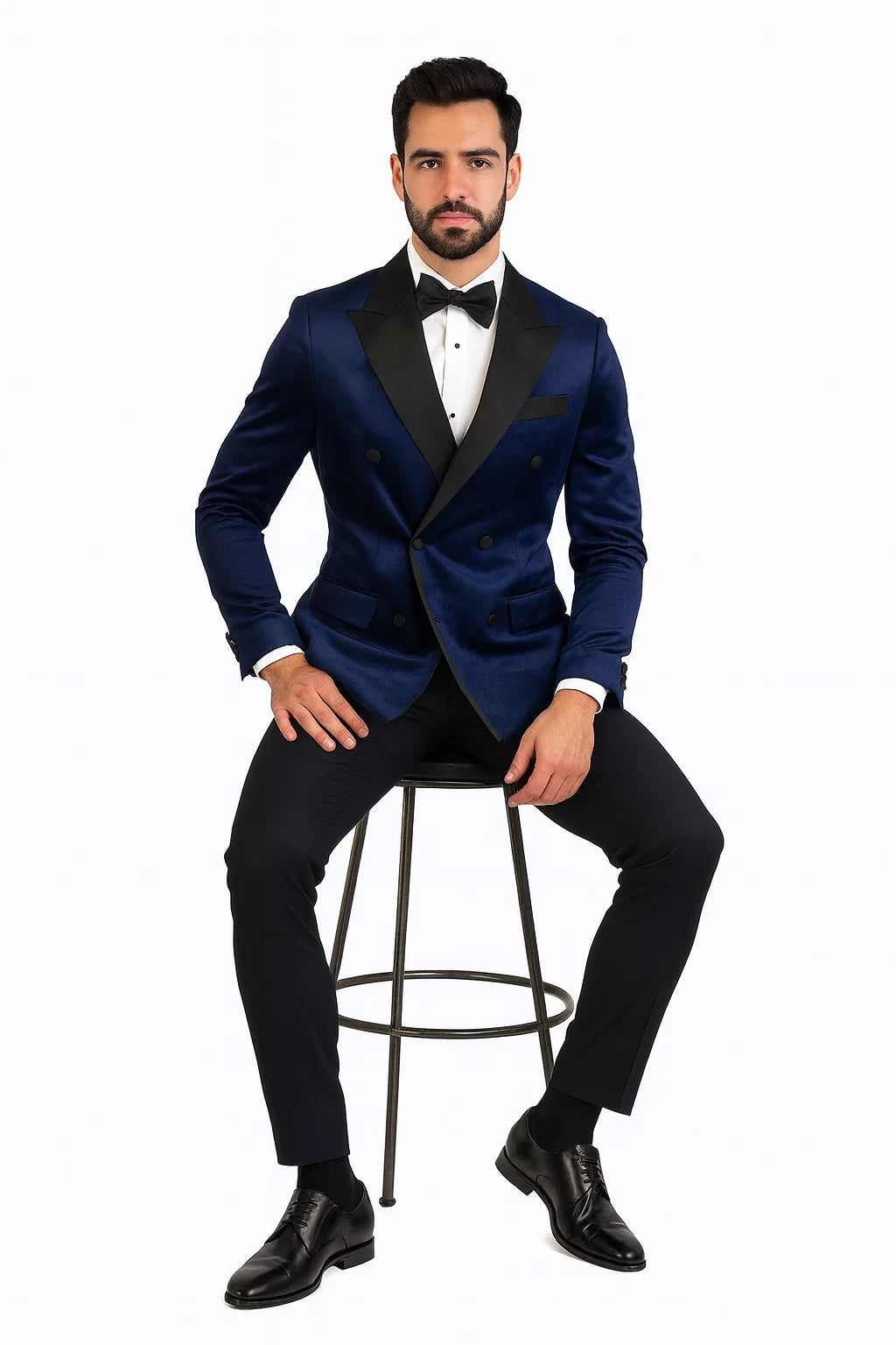 Navy Velvet Double Breasted Tuxedo Jacket  Wedding & Prom