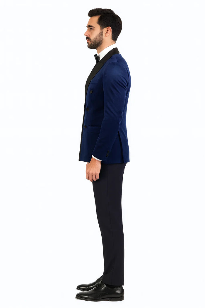 Navy Velvet Double Breasted Tuxedo Jacket  Wedding & Prom