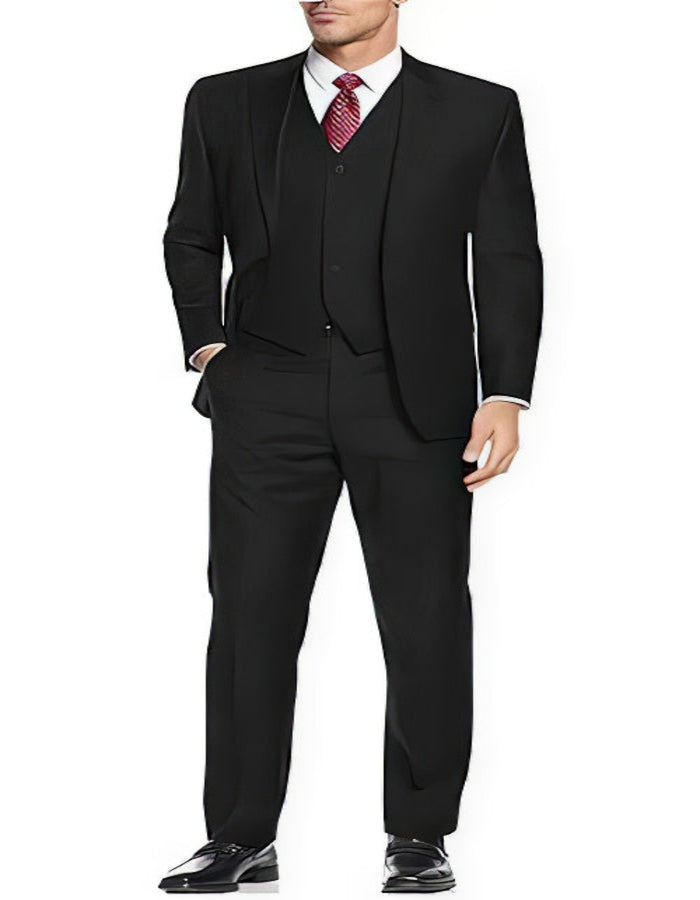 Brand: Caravelli Collezione Suit - Caravelli Suit - Caravelli italy Caravelli Men's Black 3-Piece Slim Fit 2-Buttons Vested Dress Suits Set