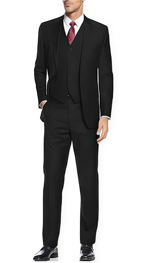 Brand: Caravelli Collezione Suit - Caravelli Suit - Caravelli Italy Caravelli Men'S Black 3-Piece Slim Fit 2-Button Vested Dress Suit Set