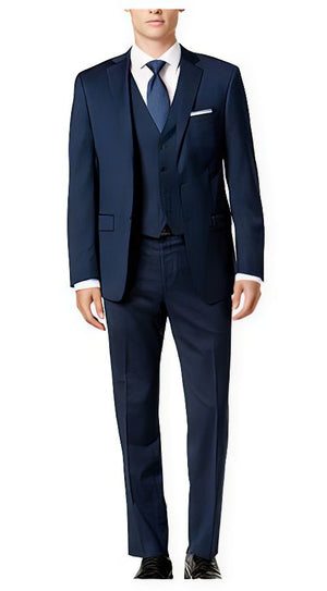 Brand: Caravelli Collezione Suit - Caravelli Suit - Caravelli Italy Caravelli Men'S 3-Piece Slim Fit 2-Button Midnight Blue Vested Dress Suit Set