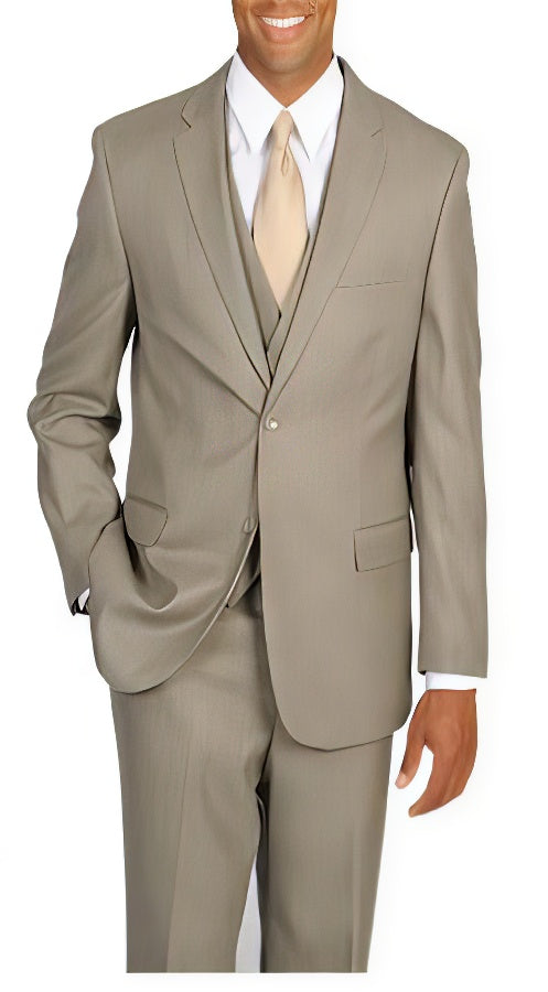 Brand: Caravelli Collezione Suit - Caravelli Suit - Caravelli italy Caravelli Men's 3 Piece Tan Vested Suit