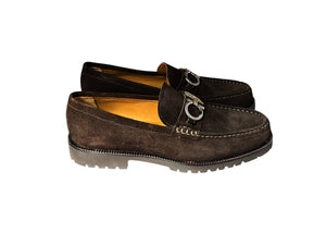 P043 Newport- Brown Buckle Suede Loafer