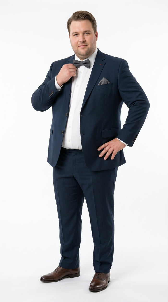 Statement Men’s 100% Wool 2 Piece Italian Made Suit, Subtle Texture Business Formal Suit in Black and Navy