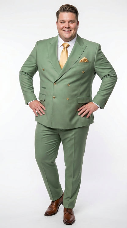 Men’s Sage Green Double Breasted 2 Piece Suit with Gold Buttons, Pistachio Formal Dress Suit