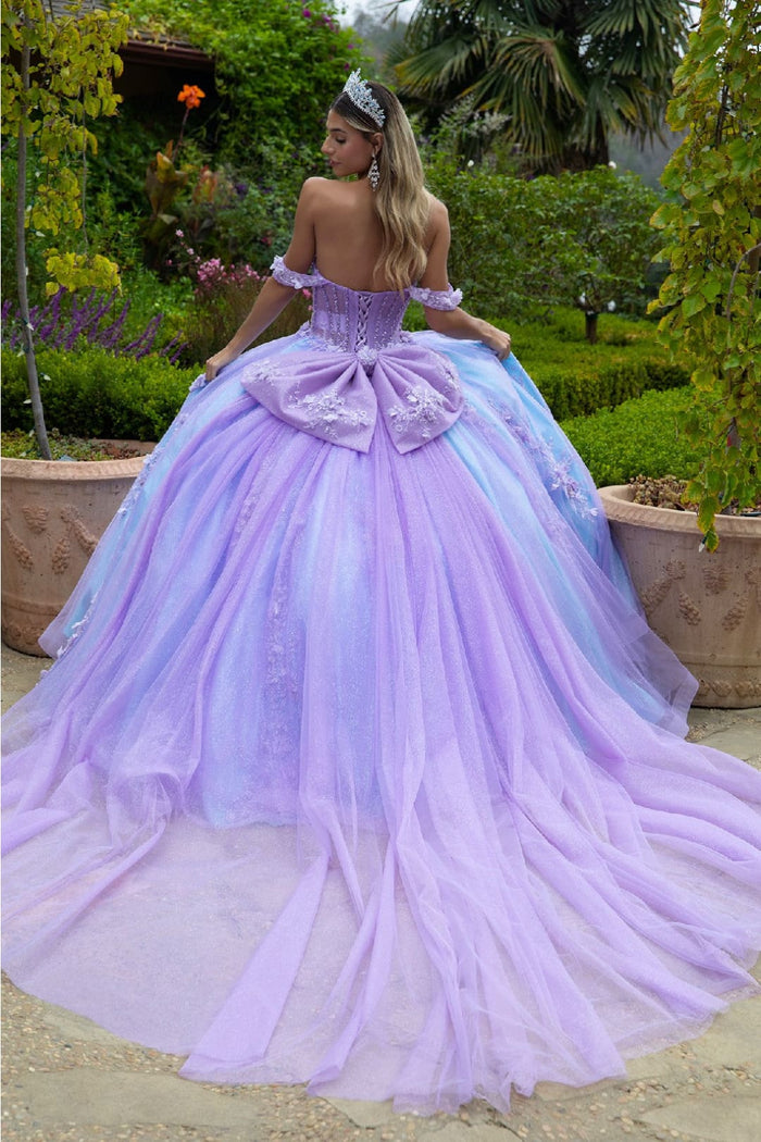 Off Shoulder Sweetheart Quinceanera Dress Bow Embroidered Ball Gown by GLS Gloria GL3576