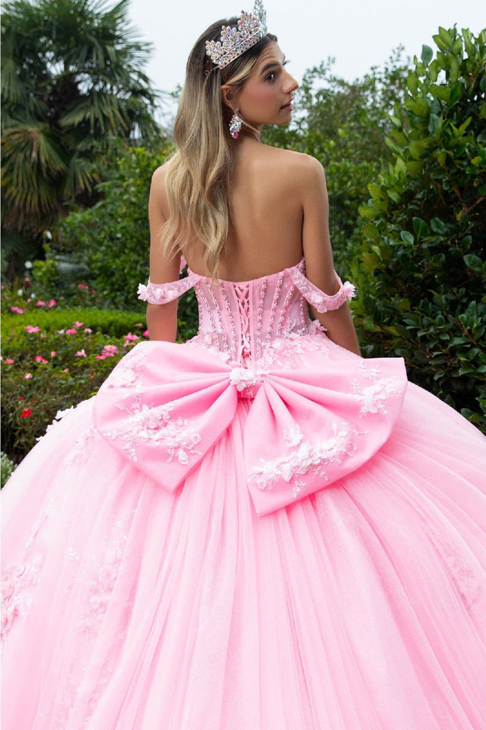 Off Shoulder Sweetheart Quinceanera Dress Bow Embroidered Ball Gown by GLS Gloria GL3576