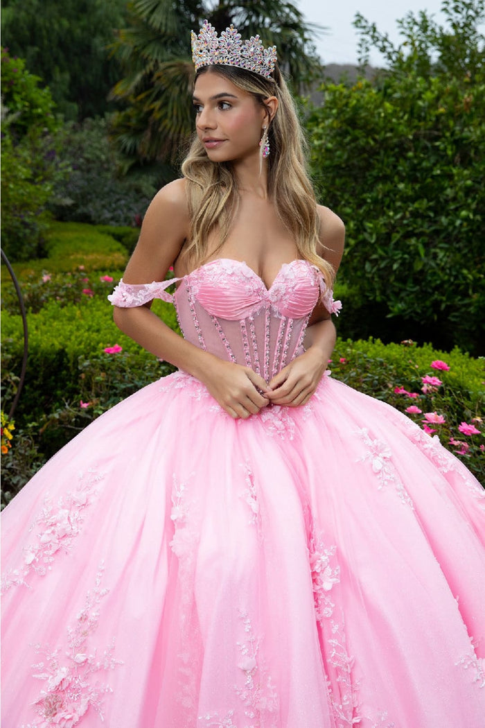 Off Shoulder Sweetheart Quinceanera Dress Bow Embroidered Ball Gown by GLS Gloria GL3576