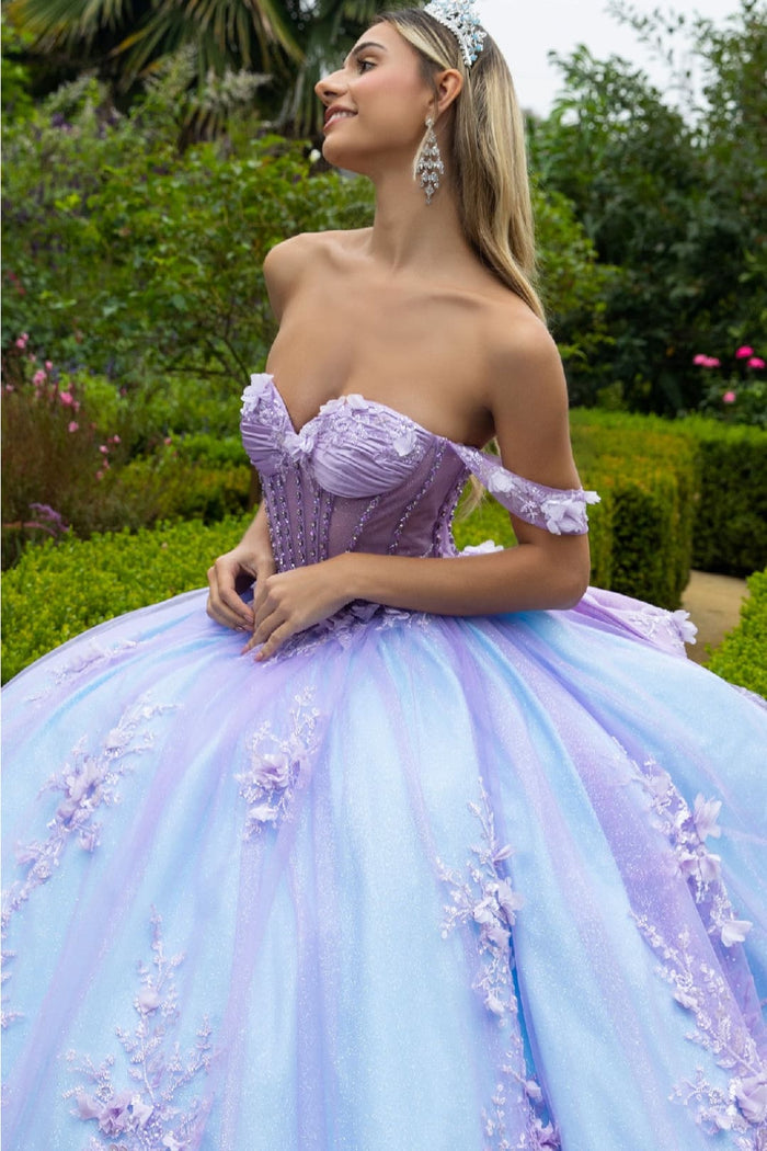 Off Shoulder Sweetheart Quinceanera Dress Bow Embroidered Ball Gown by GLS Gloria GL3576