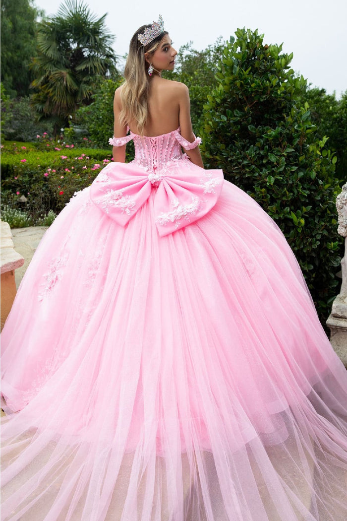 Off Shoulder Sweetheart Quinceanera Dress Bow Embroidered Ball Gown by GLS Gloria GL3576
