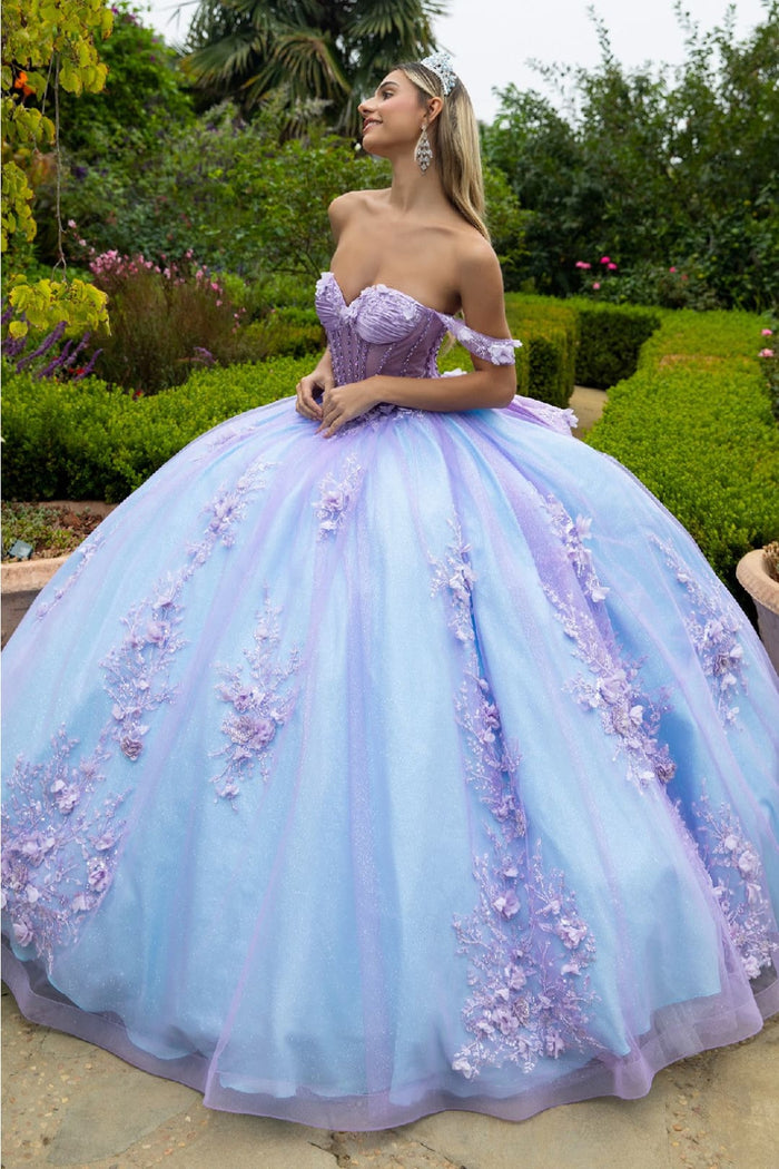 Off Shoulder Sweetheart Quinceanera Dress Bow Embroidered Ball Gown by GLS Gloria GL3576