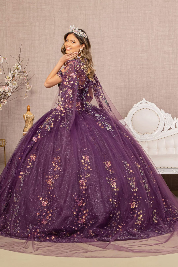 Purple and Gold Quince Cape Dress by Elizabeth KGL3171