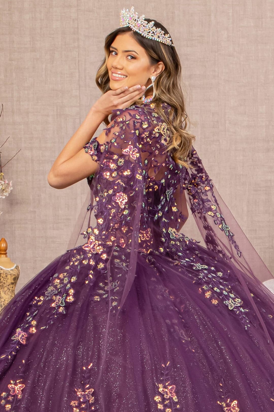 Off Shoulder Cape Ball Gown by Elizabeth K GL3171 - Quinceanera Dresses
