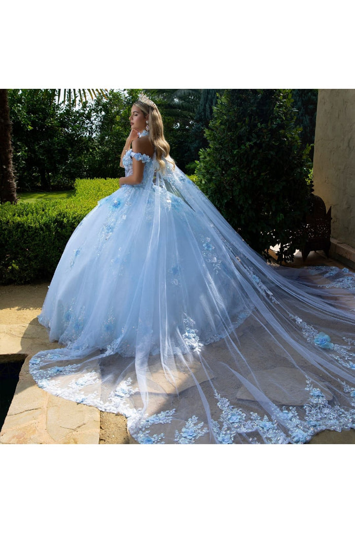 Off Shoulder Cape Ball Gown by GLS Gloria GL3611