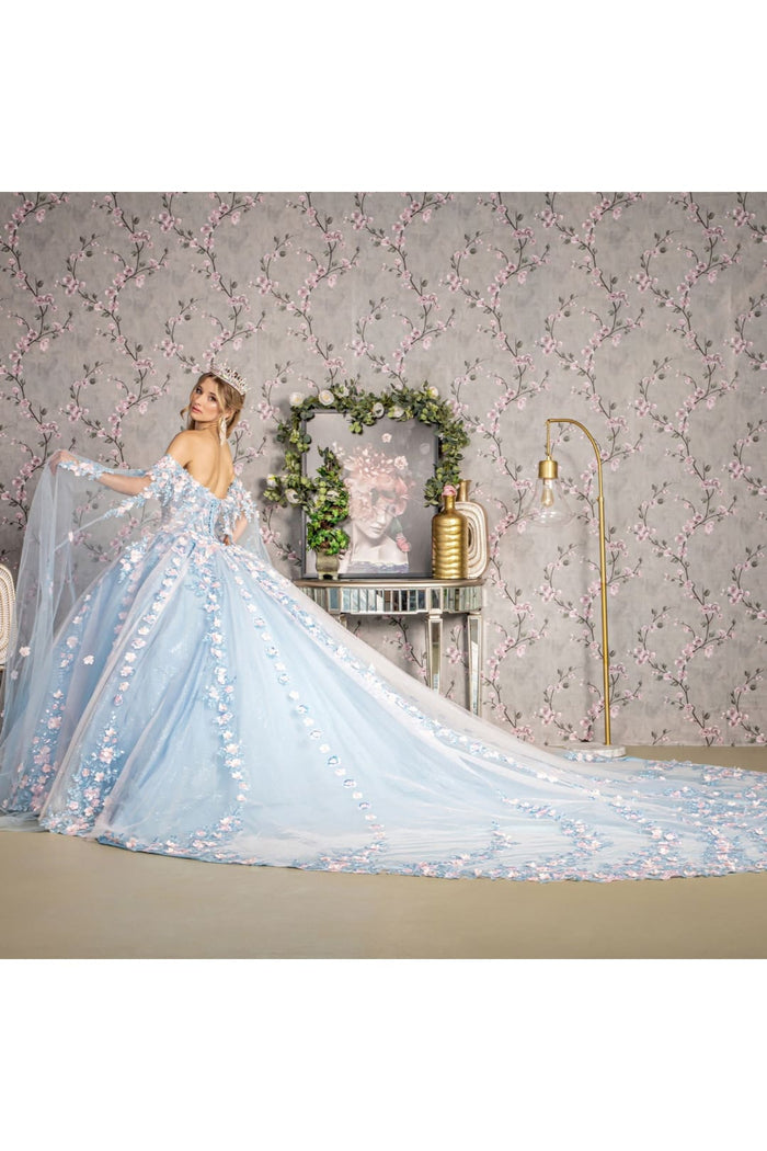 Off Shoulder Cape Sleeve Ball Gown by GLS Gloria GL3468