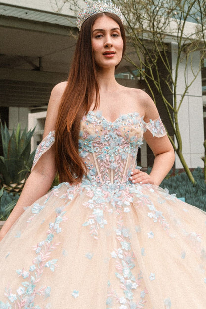 Off Shoulder Corset Ball Gown by GLS Gloria GL3504 - Quinceanera Dresses