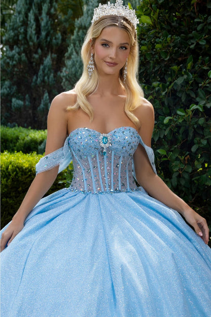 Off Shoulder Corset Ball Gown by GLS Gloria GL3527 - Quinceanera Dresses