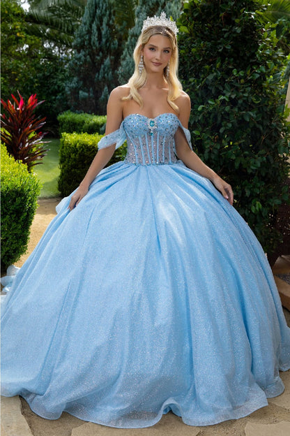 Off Shoulder Corset Ball Gown by GLS Gloria GL3527 - Quinceanera Dresses