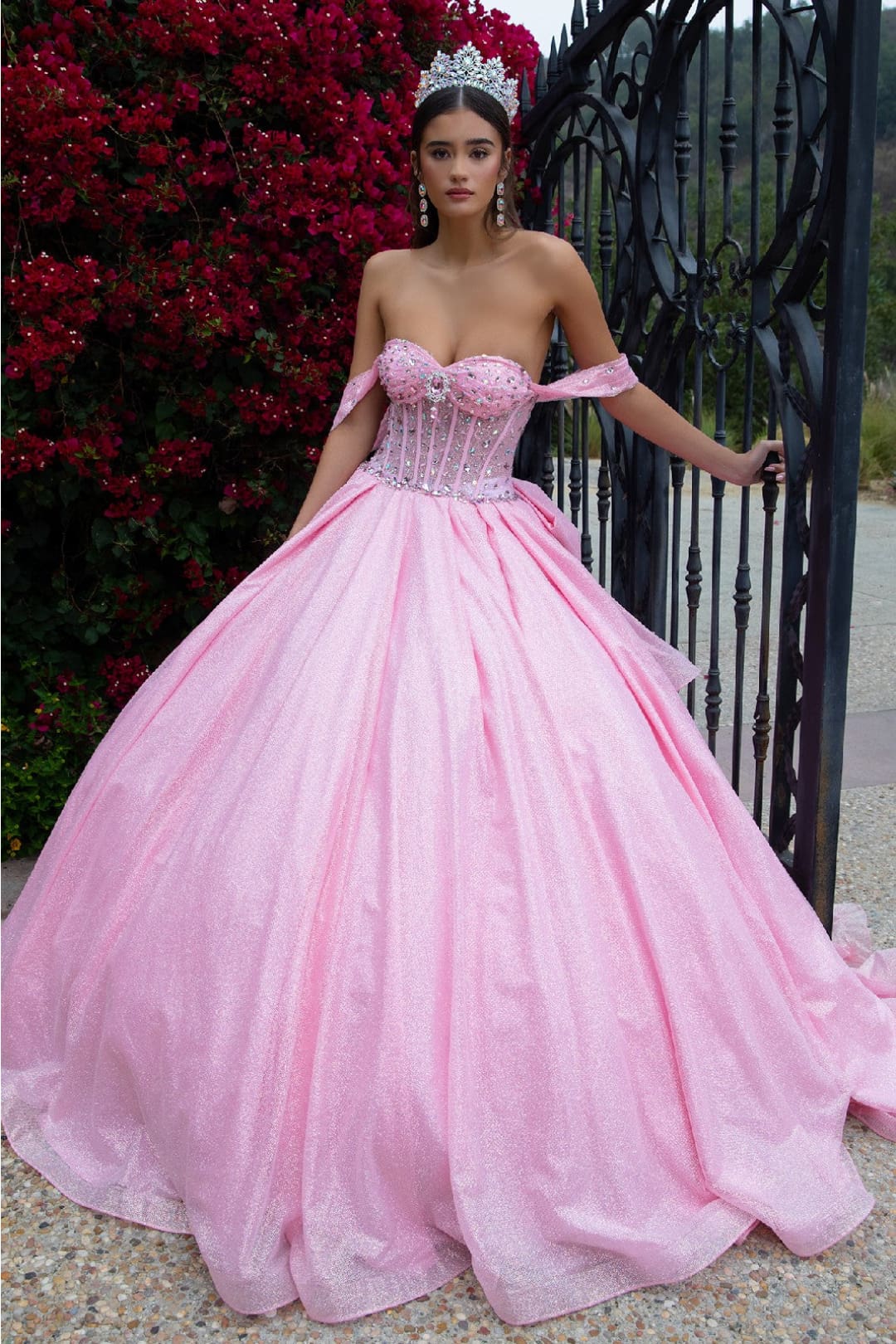 Off Shoulder Corset Ball Gown by GLS Gloria GL3527 - XS / Pink - Quinceanera Dresses