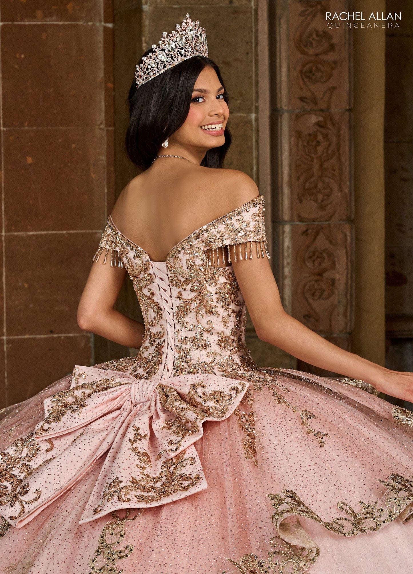 Rachel Allan RQ3129 Off Shoulder Fringe Quinceanera Dress