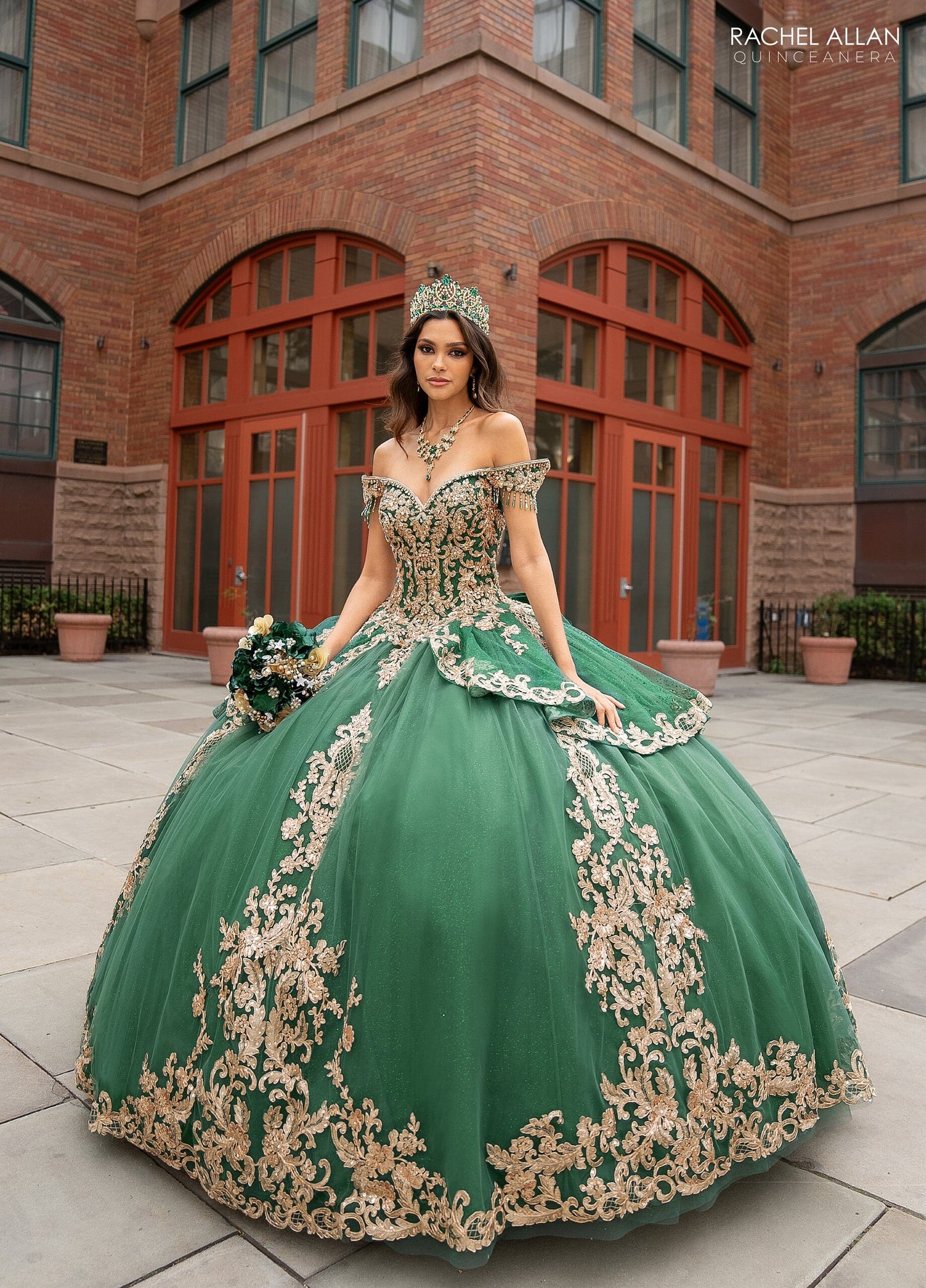 Rachel Allan RQ3129 Off Shoulder Fringe Quinceanera Dress