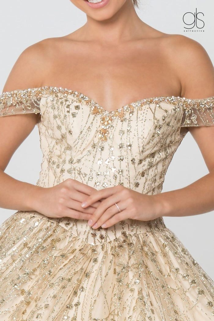 Off the Shoulder Quince Dress Glitter Ball Gown by Elizabeth K GL2831