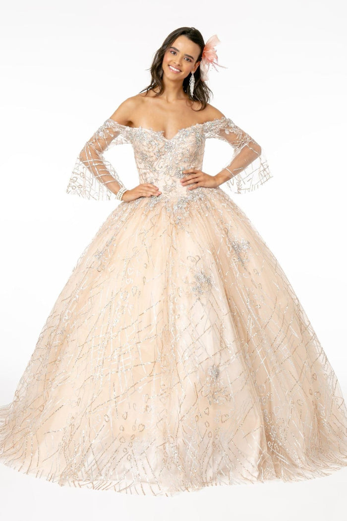 Off Shoulder Glitter Gown by Elizabeth KGL2911