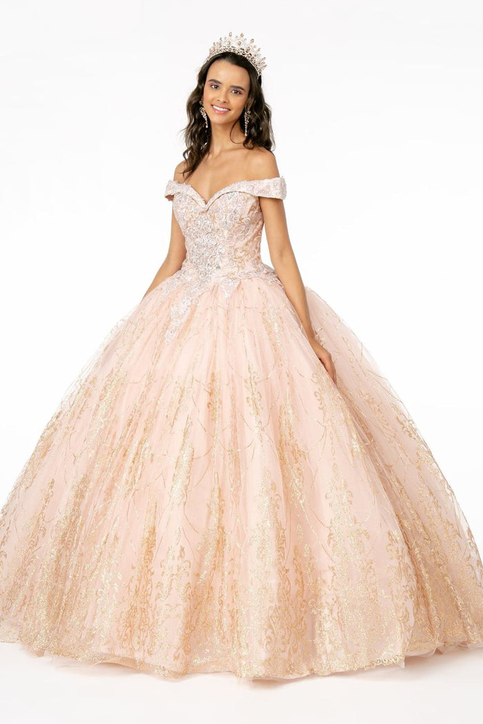 Off Shoulder Glitter Gown by Elizabeth KGL2910